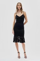 Costa Blanca Floral Lace Flounce Hem Cocktail Dress