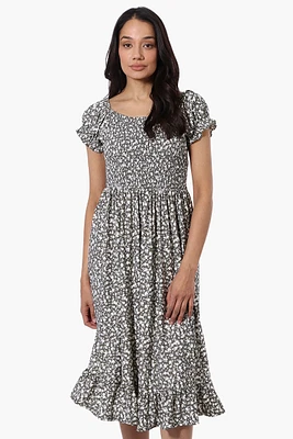 Beechers Brook Floral Smocked Tiered Day Dress