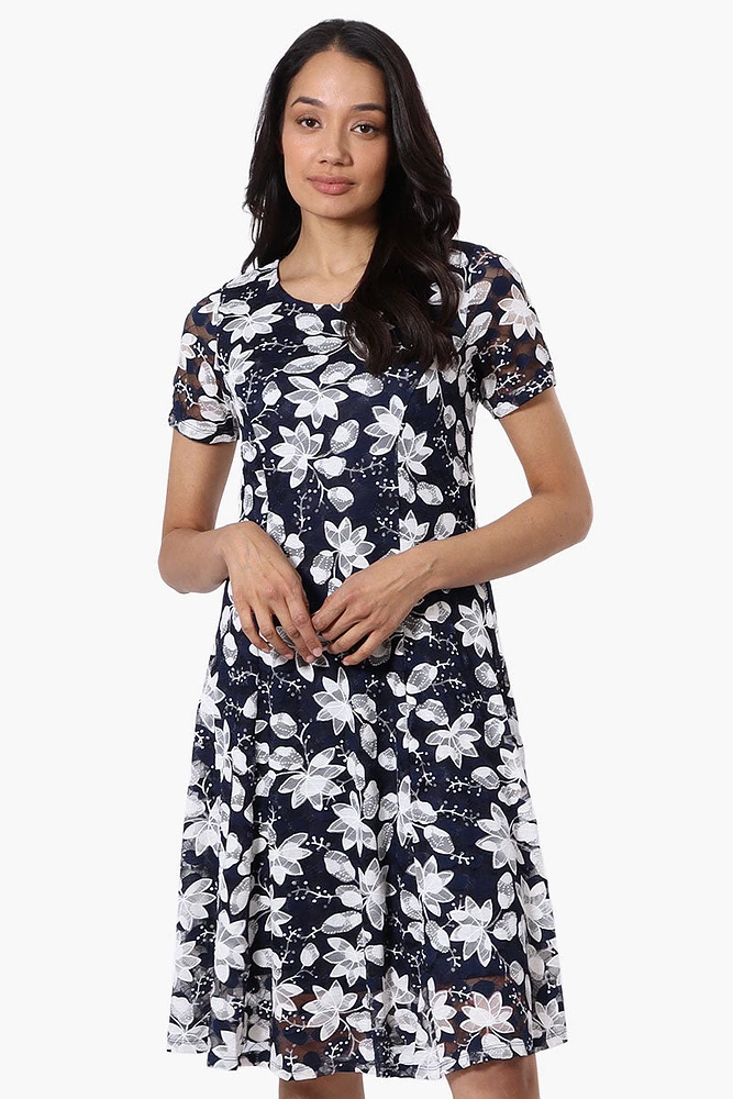 Limite Floral A-Line Mesh Day Dress