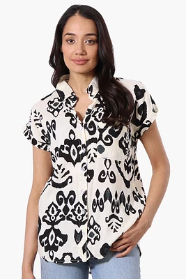 Majora Patterned Camp Collar Button Up Shirt