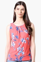 International INC Company Floral Cinched Collar Tank Top