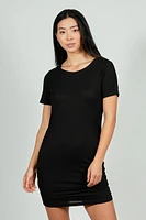 Costa Blanca Ribbed Short Sleeve Ruched Side Day Dress