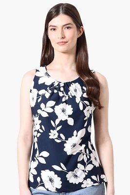 International INC Company Floral Cinched Collar Tank Top
