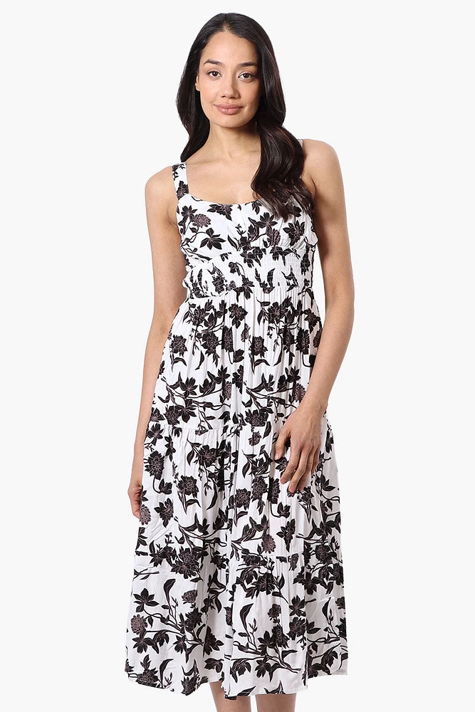 Limite Floral Smocked Waist Midi Dress