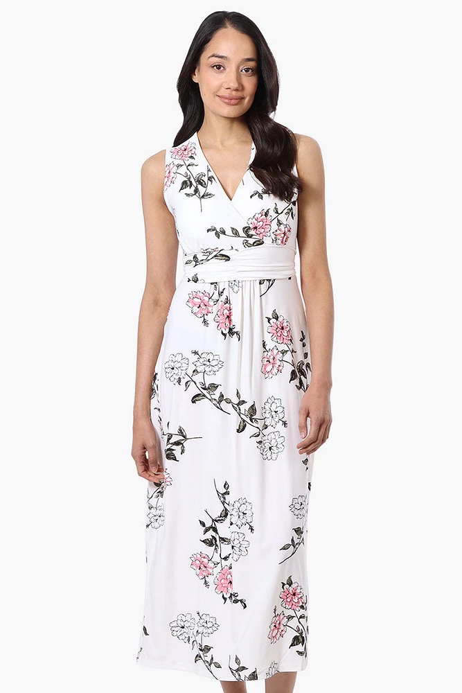 International INC Company Floral Crossover Back Tie Maxi Dress