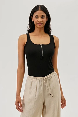 Costa Blanca Ribbed Quarter Zip Tank Top