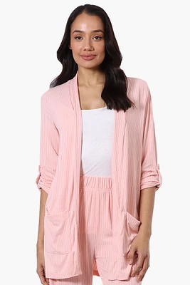 Majora Ribbed Roll Up Sleeve Wrap Cardigan