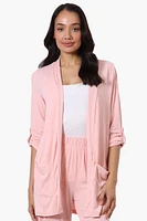 Majora Ribbed Roll Up Sleeve Wrap Cardigan