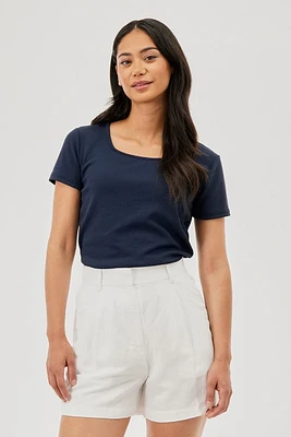 Runaway Bay Square Neck Tee - Navy