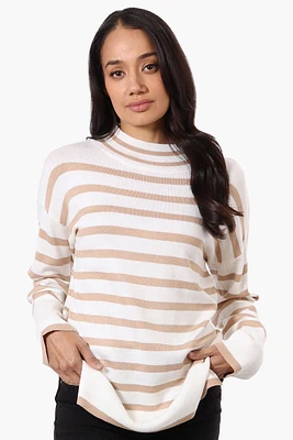 Beechers Brook Striped Mock Neck Pullover Sweater