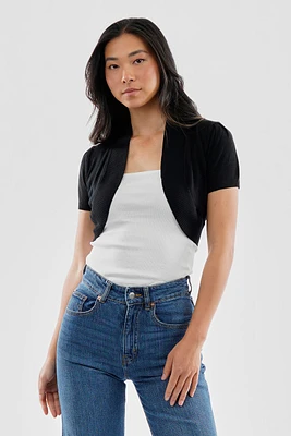 Beechers Brook Short Sleeve Open Front Shrug Cardigan
