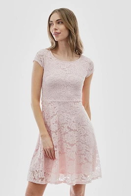 Costa Blanca Floral Lace Cap Sleeve Cocktail Dress