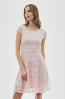 Costa Blanca Floral Lace Cap Sleeve Cocktail Dress