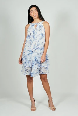 Limite Floral Tiered Halter Neck Cocktail Dress