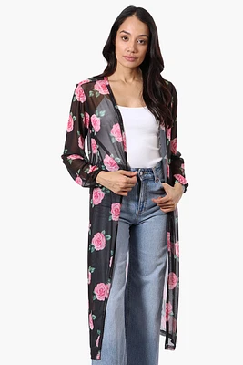 Stylexchange Floral Long Sleeve Sheer Duster Cardigan