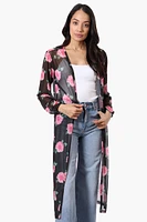 Stylexchange Floral Long Sleeve Sheer Duster Cardigan
