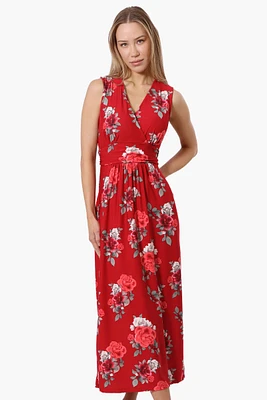 International INC Company Floral Padded Crossover Maxi Dress