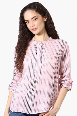 International INC Company Dotted Hidden Button Blouse - Pink