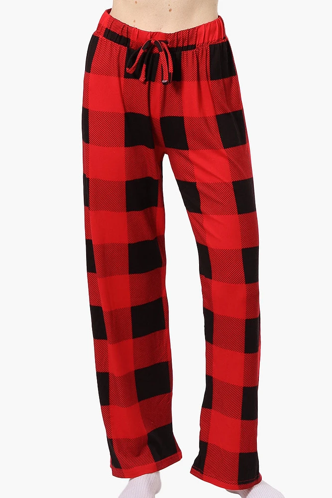 Cuddly Canuckies Plaid Wide Leg Pajama Pants