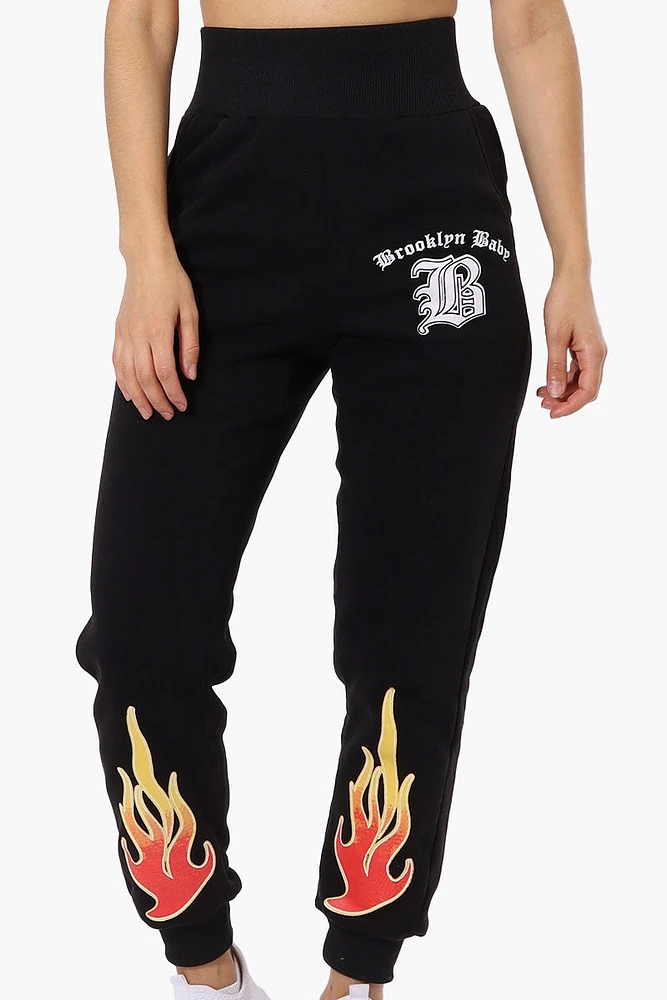 New Look High Waisted Flame Print Joggers