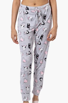 Canada Weather Gear Cat Pattern Tie Waist Pajama Bottoms