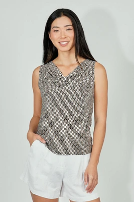 Beechers Brook Patterned Cowl Neck Tank Top