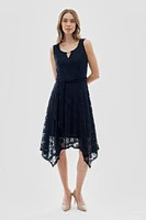 Costa Blanca Belted Lace Gold Bar Detail Cocktail Dress