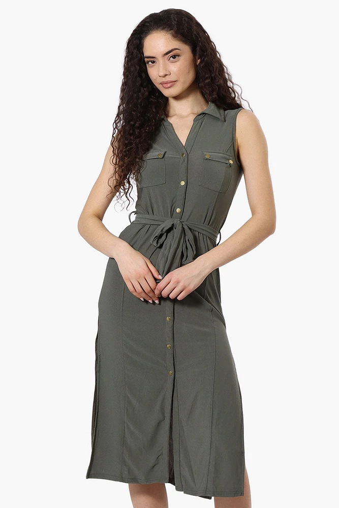 Majora Button Down Belted Maxi Dress