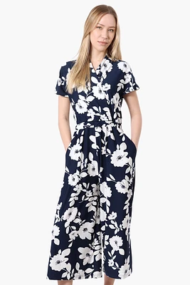 Beechers Brook Floral Short Sleeve Crossover Jumpsuit
