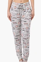 Canada Weather Gear Coffee Pattern Tie Waist Pajama Pants