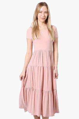 Costa Blanca Short Sleeve Tiered Maxi Dress