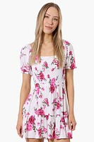 Beechers Brook Floral Puff Sleeve Smocked Day Dress
