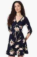 International INC Company Floral Belted Crossover Day Dress