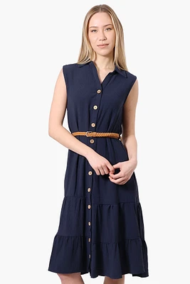 Urbanology Button Down Rope Belt Day Dress
