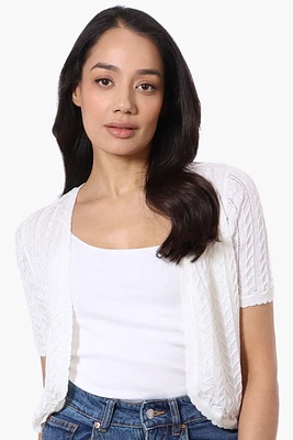 Impress Crochet Open Shrug Cardigan - White