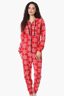 Canada Weather Gear Hooded Snowflake Pattern Fleece Onesie