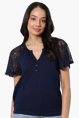 Majora Lace Cap Sleeve V-Neck Tee