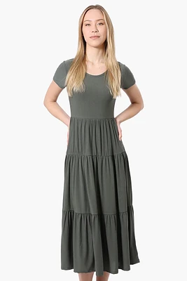 Costa Blanca Short Sleeve Tiered Maxi Dress