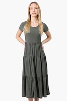 Costa Blanca Short Sleeve Tiered Maxi Dress