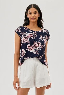 International INC Comapny Floral Shoulder Zipper Blouse