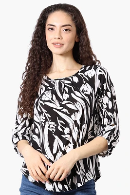 Beechers Brook Patterned Roll Up Sleeve Blouse
