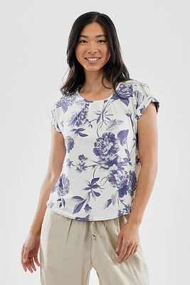 Beechers Brook Floral Zipper Shoulder Detail Blouse - White