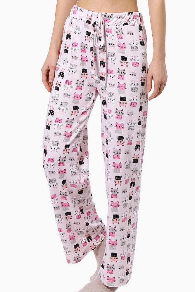 Canada Weather Gear Cat Pattern Wide Leg Pajama Pants