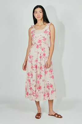 Limite Floral Tiered Shoulder Tie Maxi Dress