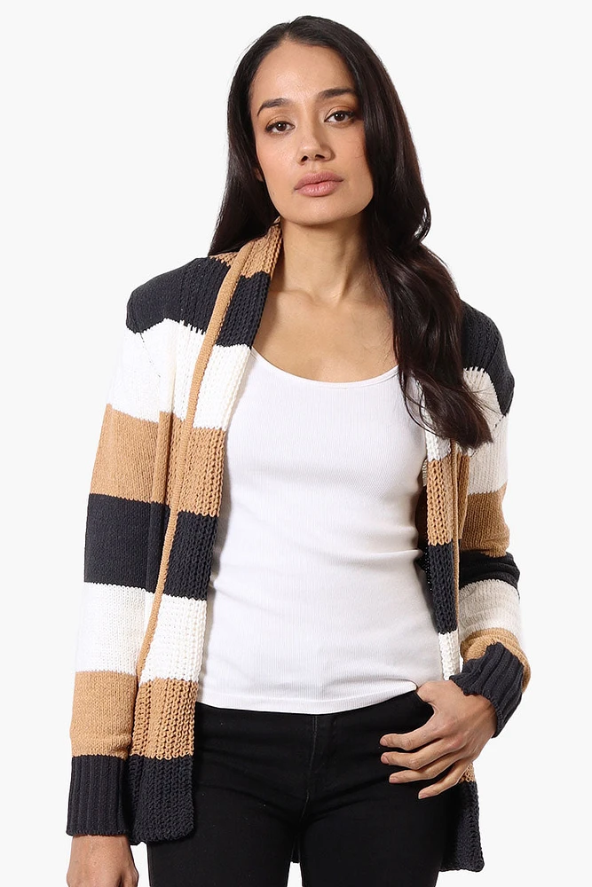 Beechers Brook Striped Fold Over Wrap Cardigan