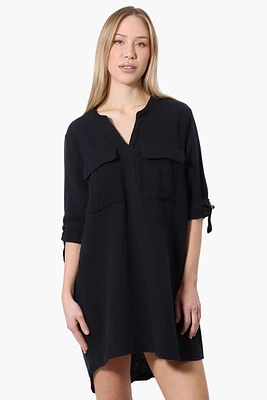 Impress Roll Up Sleeve Shirt Day Dress