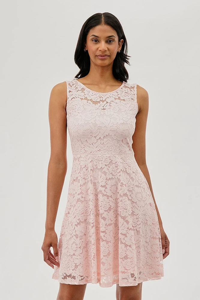 Costa Blanca Floral Lace Sleeveless Cocktail Dress