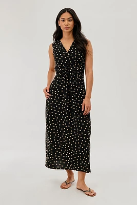Beechers Brook Polka Dot V-Neck Maxi Dress - Black