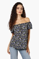 Majora Floral Off Shoulder Flutter Blouse