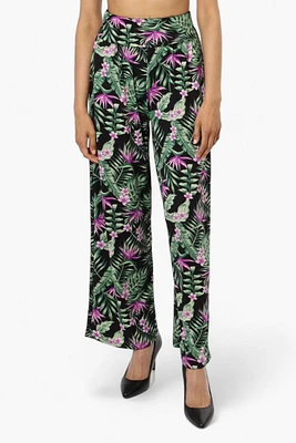 International INC Company Floral High Waist Palazo Pants - Black